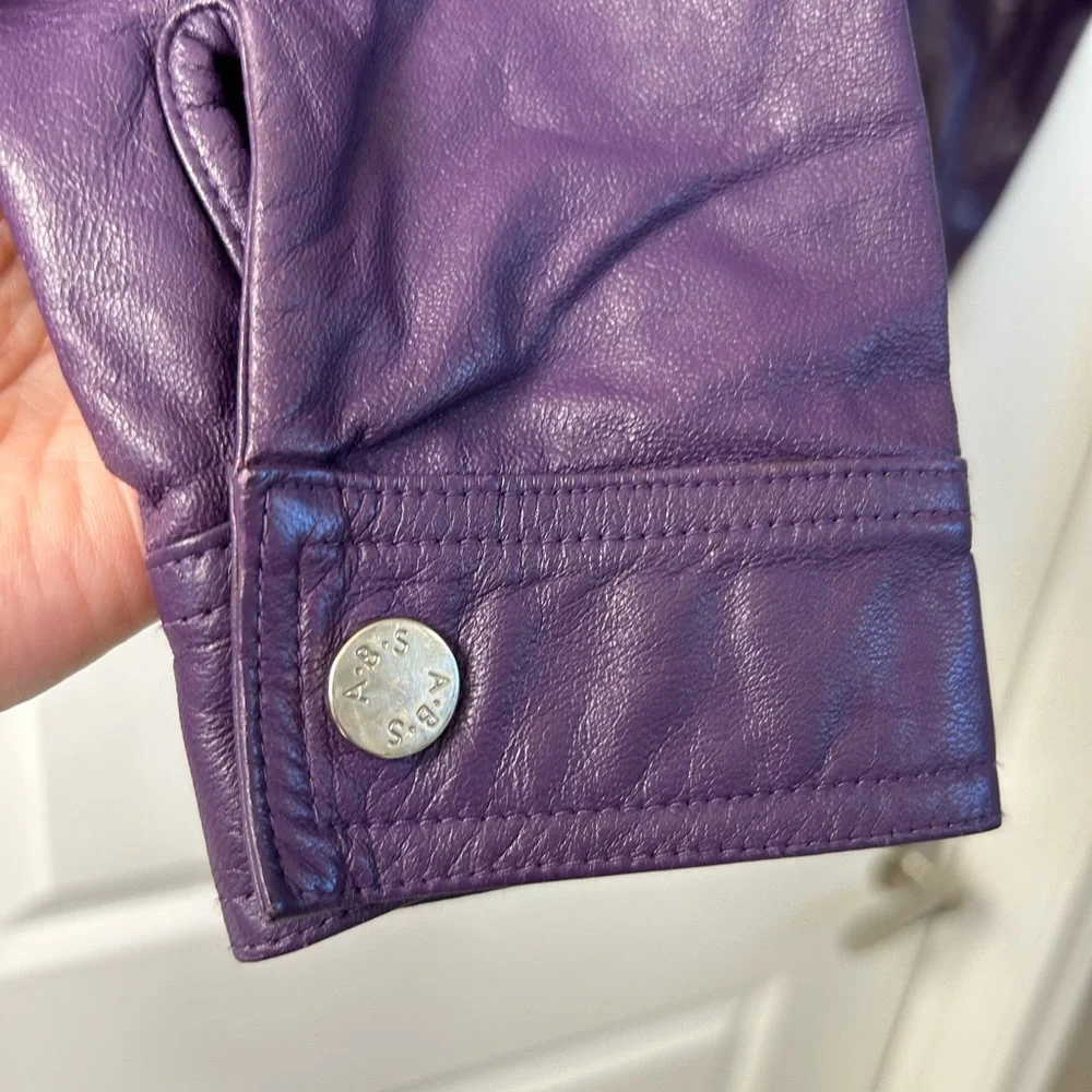 Vintage A.B. S. By Allen Schwartz purple Leather Jacket - Picture 3 of 10